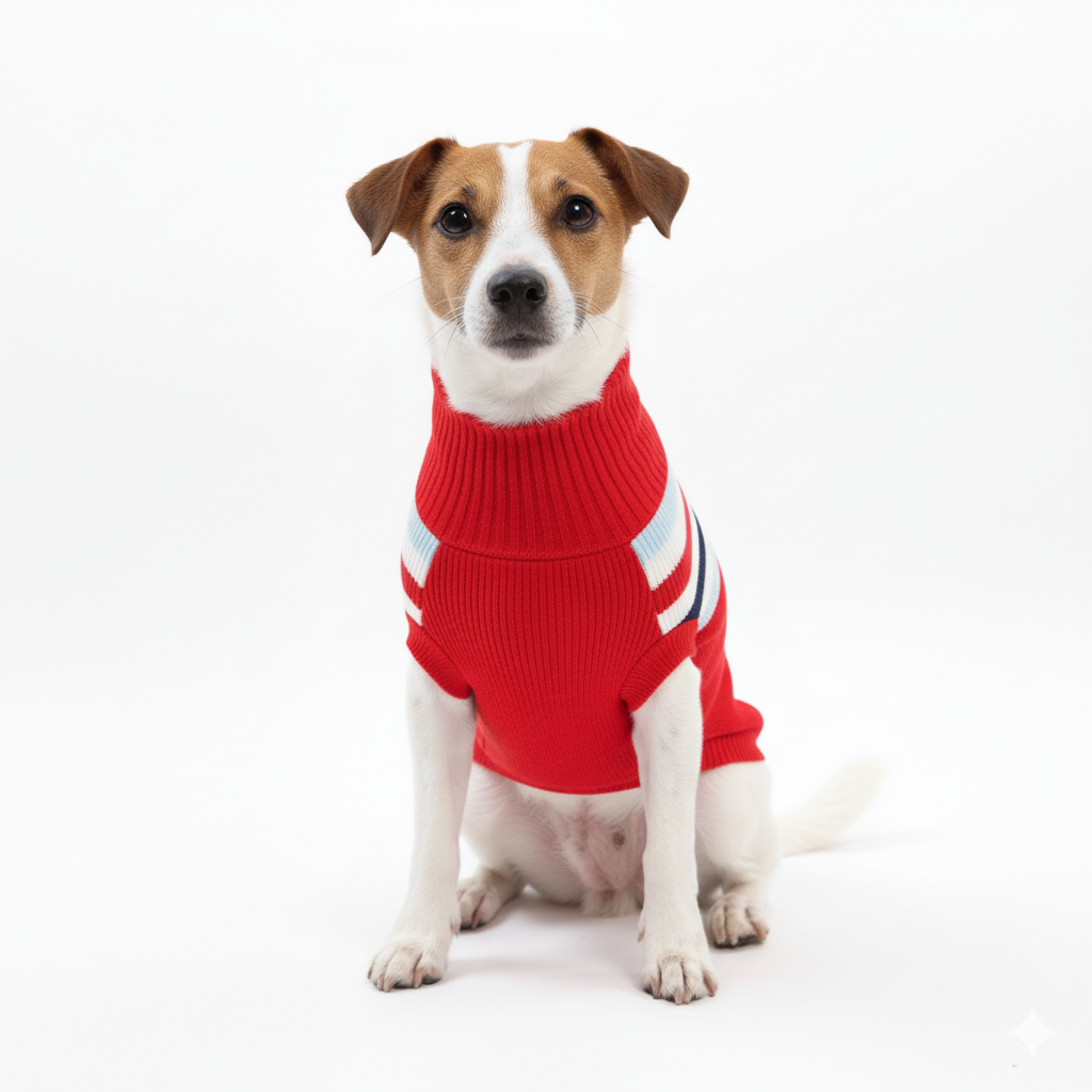 Winter-Hundepullover aus Strick - Rot oder Blau