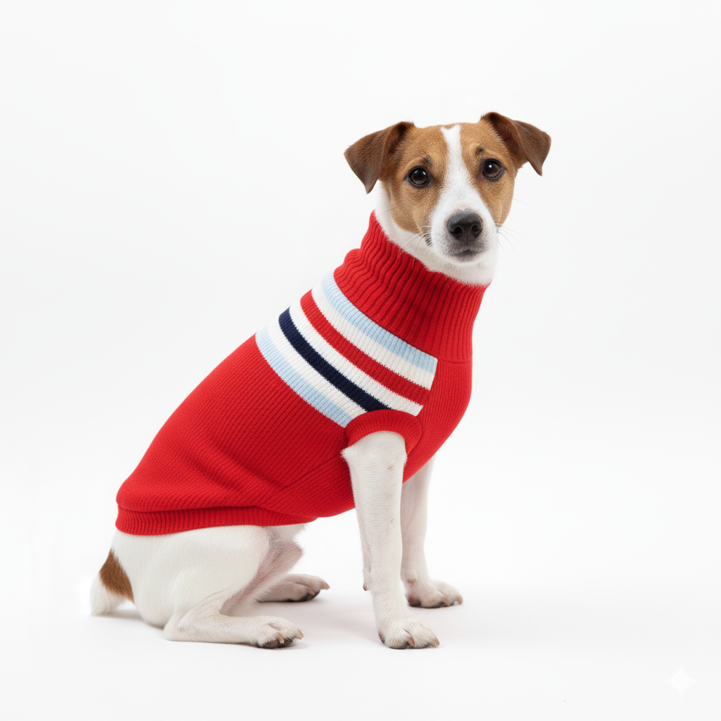 Winter-Hundepullover aus Strick - Rot oder Blau