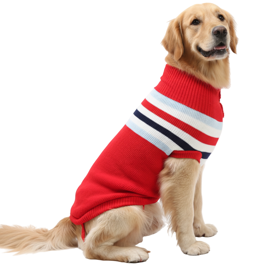 Winter-Hundepullover aus Strick - Rot oder Blau