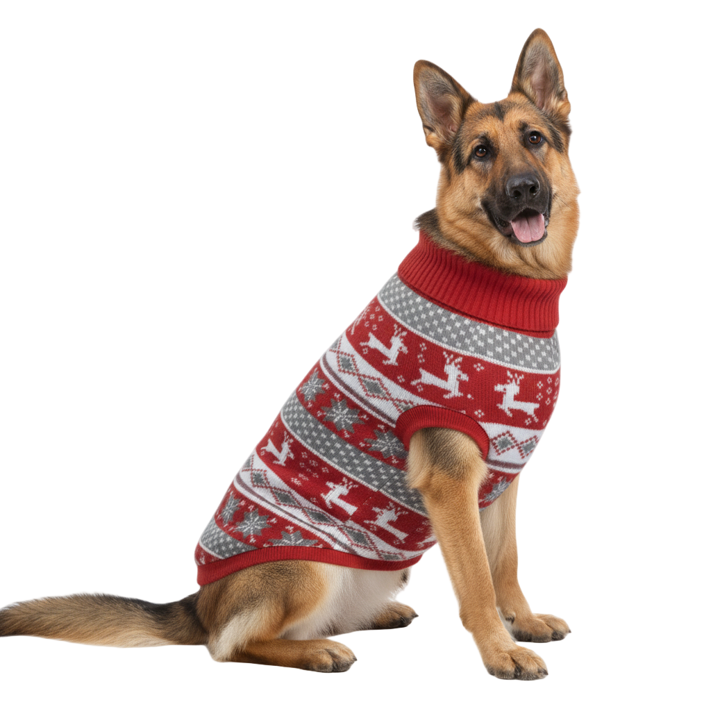 Weihnachtlicher Strick-Hundepullover mit Rollkragen (Wolle)
