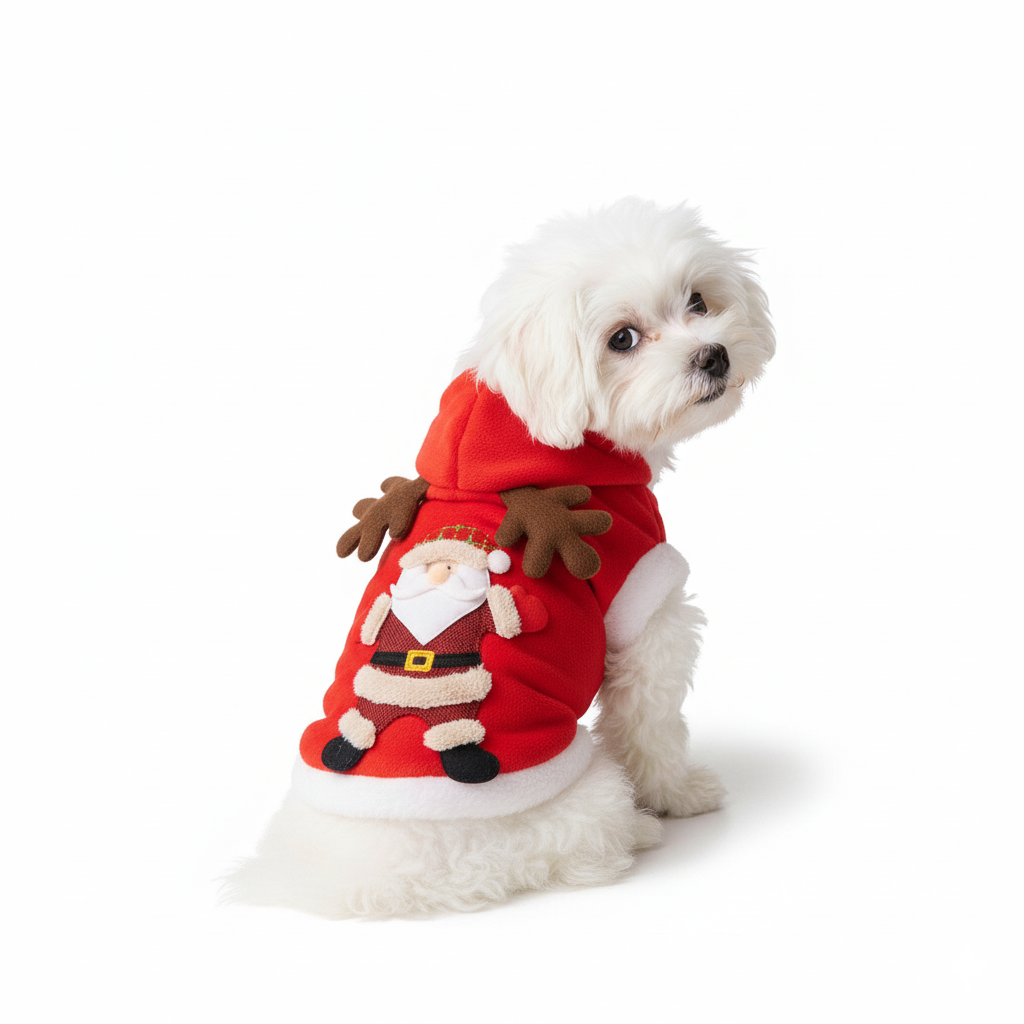 Hunde Weihnachts Hoodie - Santa & Weihnachtsbaum, Fleece, für kleine Hunde