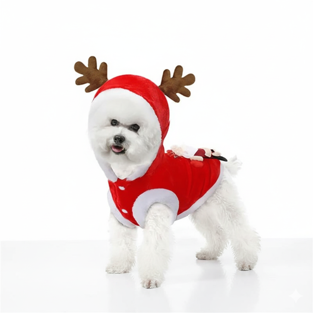 Kuscheliger Weihnachts-Hundepullover aus Fleece mit Kapuze, Motive Santa oder Weihnachtsbaum. Warm, leicht, ideal für kleine Hunde. Jetzt entdecken!