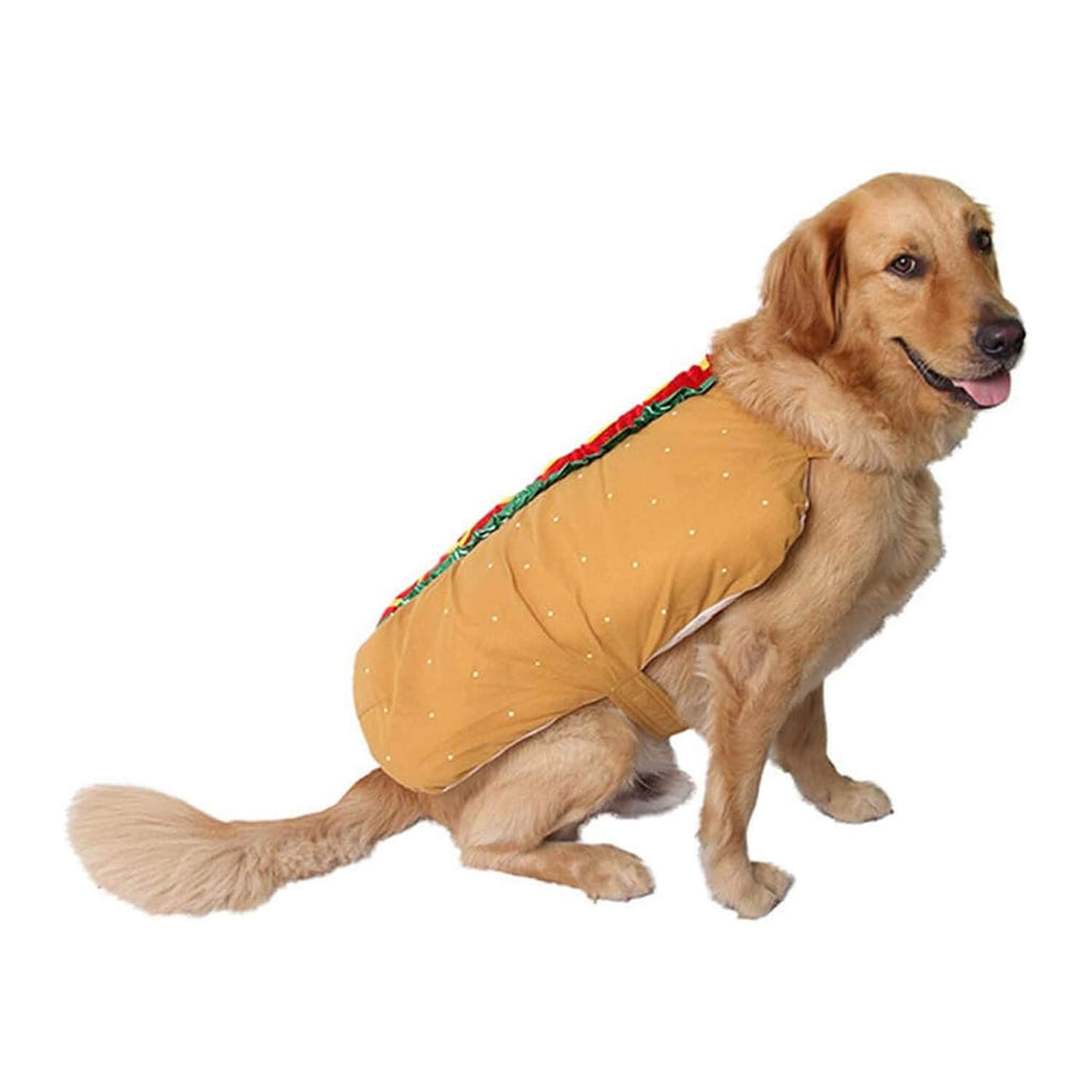 Haustierkostüm Hot Dog-förmige Dackelwurst Verstellbare Kleidung Lustiger Wärmer für Welpen, Hunde und Katzen