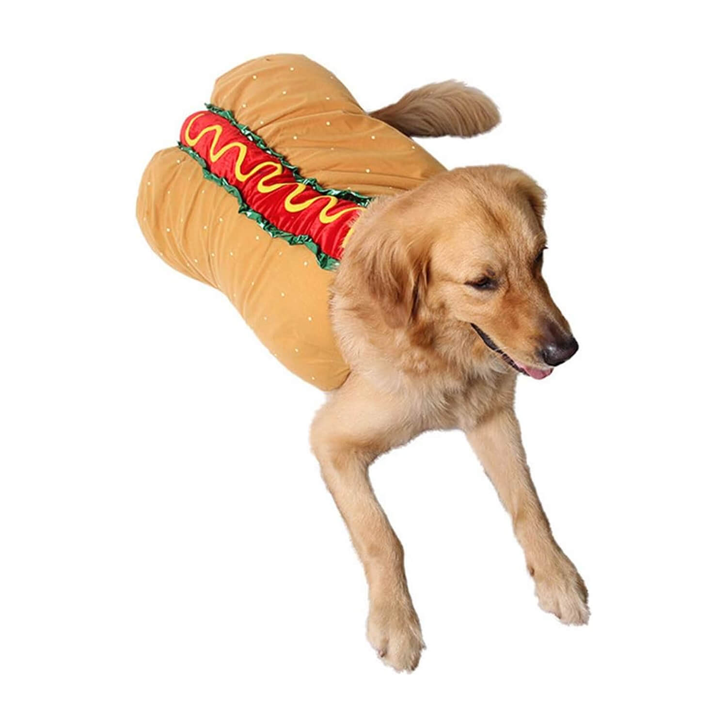 Haustierkostüm Hot Dog-förmige Dackelwurst Verstellbare Kleidung Lustiger Wärmer für Welpen, Hunde und Katzen