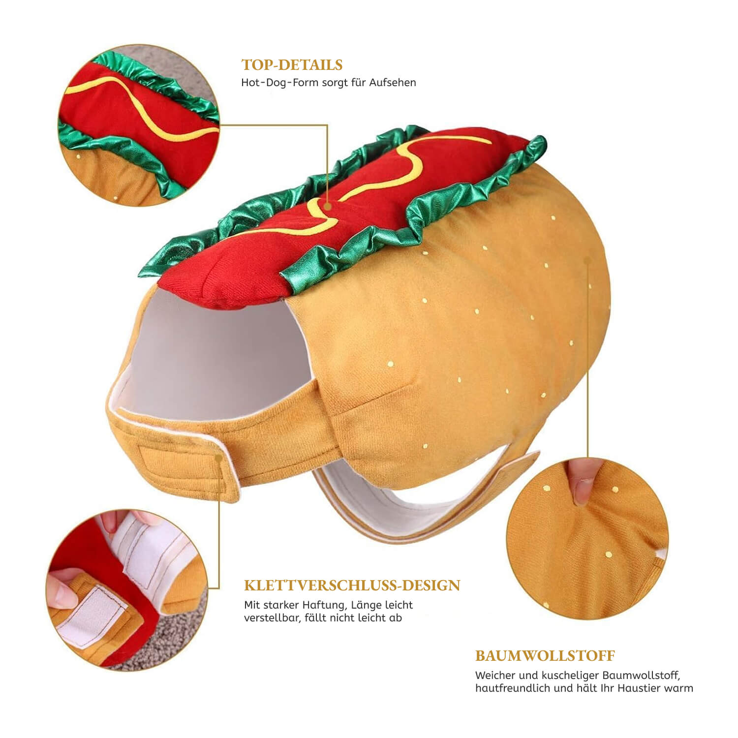 Haustierkostüm Hot Dog-förmige Dackelwurst Verstellbare Kleidung Lustiger Wärmer für Welpen, Hunde und Katzen