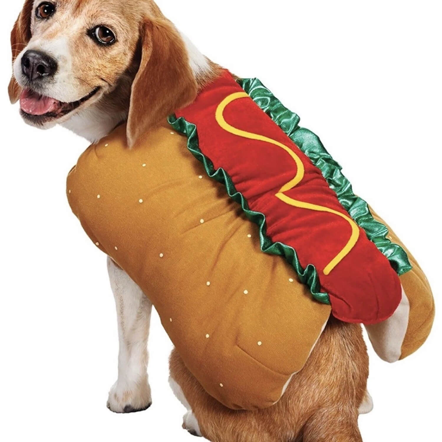 Haustierkostüm Hot Dog-förmige Dackelwurst Verstellbare Kleidung Lustiger Wärmer für Welpen, Hunde und Katzen